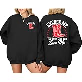 Pairxily Western Country Crewneck Sweatshirts for Women Cowboy Boots Graphic Sweatshirt Vintage Long Sleeve Pullover Tops