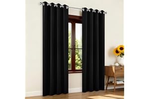 Joydeco Blackout Curtains for Bedroom,Black Out Curtains 84 Inch Long, Black Drapes with Grommets, Noise Reducing Energy Saving Thermal Insulated & Wrinkle-Free Drapes for Living Room, 2 Panels