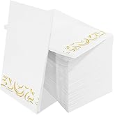 100 Pack Disposable Paper Napkins, Dinner Napkins with Gold Trim for Guests, Fancy Paper Hand Towels for Bathroom Guest Towels, Soft Absorbent Party Napkins for Valentines Kitchen Guestrooms Restrooms