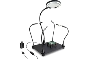 XYK Magnetic Helping Hands Soldering Station with 3X Magnifying Glass with light, 4 Flexible Helping Hand Arms Magnifier and Third Hand Soldering Tool for Electronic Repair Soldering Jewelry Crafts
