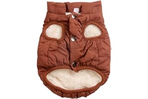 JoyDaog 2 Layers Fleece Lined Warm Dog Jacket for Winter Cold Weather,Soft Windproof Medium Dog Coat,Brown L