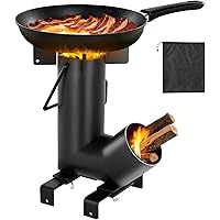 VEVOR Camping Rocket Stove, Wood Burning Portable Rocket Stove with Carrying Bag for Backpacking, Carbon Steel, Burn Wood, Tw