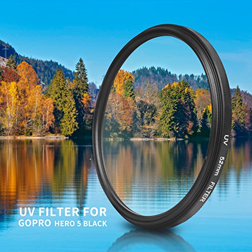 D&F 52mm Professional UV Lens Filter with Lens Cover and Adapter for GoPro Hero 7 Black/Hero 5 / Hero 6 /HERO(2018) Camera Body