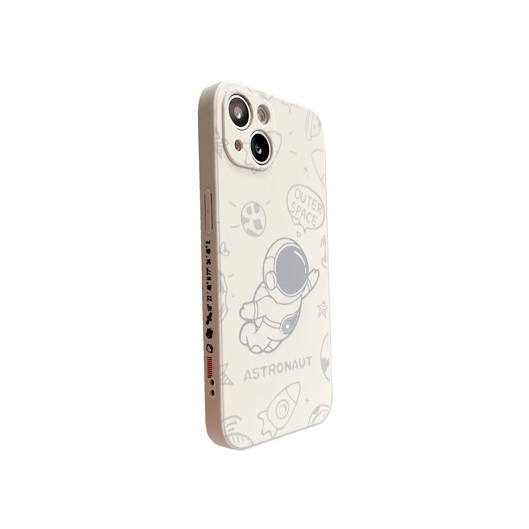 Yonds Queen for iPhone 14 Plus Cute Case, Cool Cartoon Astronaut Rocket Moon Space Design Stylish Soft TPU Bumper Shockproof Anti-Slip Protector Fashion Case (Fly White, iPhone 14 Plus) — image 1
