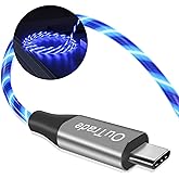 USB Type C Cable, 3A LED Light Up Fast Charge Cord Compatible with Samsung Galaxy S20/S10/S9/S8, LG V40, USB-C to USB-A Fast Charging C Cables (Blue, 6FT)