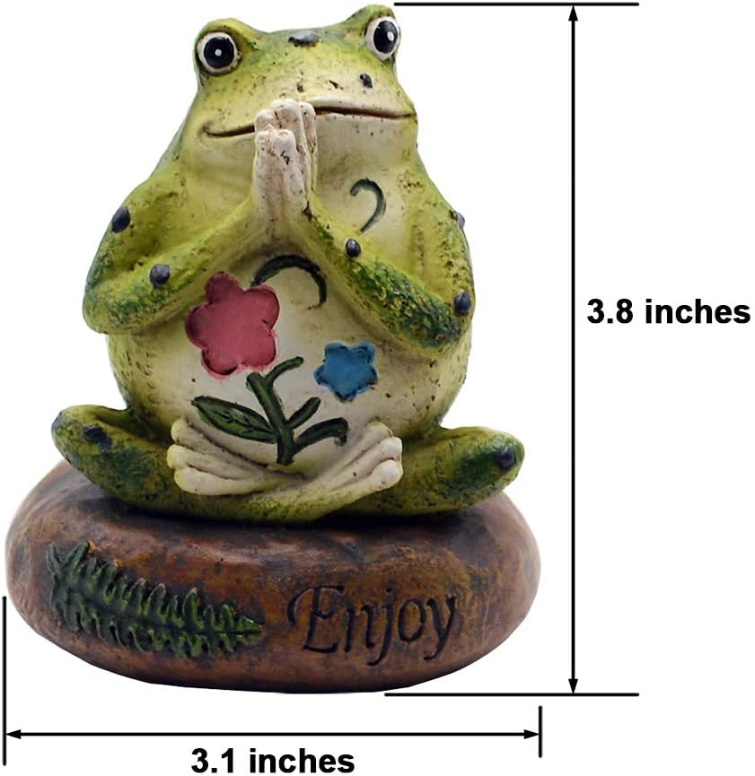 HoDrme Novelty Yoga Frog Figurine-Frog Sitting On Enjoy Stone Sculptures Office Outdoor Decor Garden Statue: Home & Kitchen