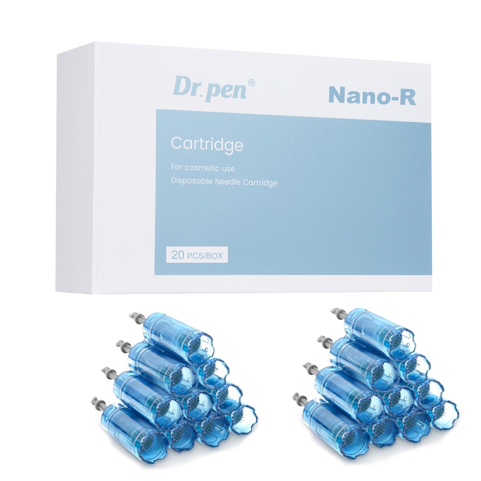 Dr.pen M8S Cartridges Nano-R, 20Pcs Dr.pen Cartridges for Microneedling Pen M8S/A8S/A9 Model, Authentic Disposable Microneedling Cartridges (Nano-R, 20Pcs)