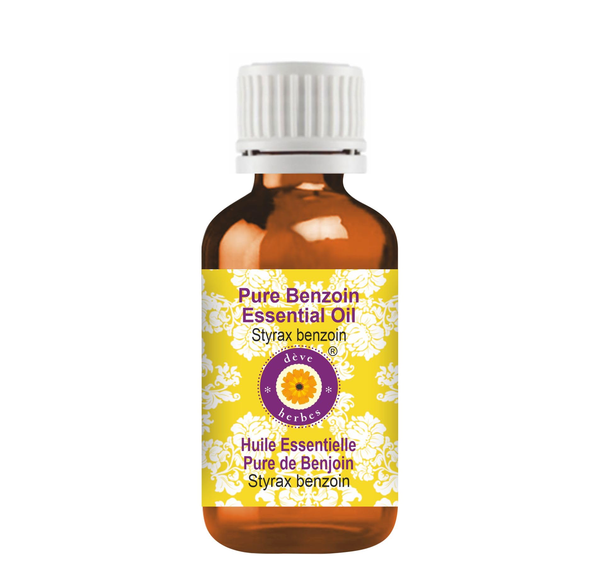 Deve Herbes Pure Benzoin Essential Oil (Styrax Benzoin) Steam Distilled Natural Therapeutic Grade 50ml (1.69 oz)
