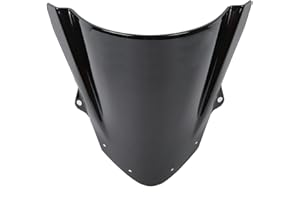 XMT-MOTO Modern Black Acrylic Double Bubble Windscreen for Kawasaki ZX6R ZX-6R 2009-2018, ZX-10R 2008-2010, Bolt-On, Motorcycle Wind Deflector