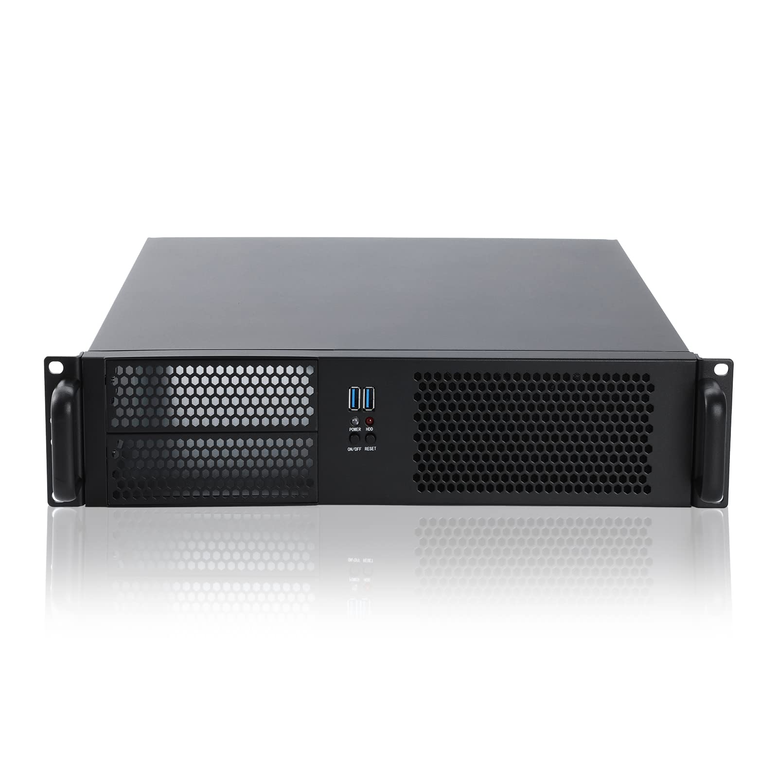 RackChoice 2U Micro ATX Compact Rackmount 2 x 5.25 Chassis Support ATX PC PS2 PSU with Side 80mm Fan