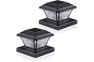 AEFRELEOHT Solar Post Cap Lights, Warm White/RGB Automatic Cycling/Fixed RGB Color, 9 Colors to Choose, 20 Lumens Fence Post Solar Lights for 3.6x3.6 4x4 4.5x4.5 5x5 Wooden/Vinyl Posts, Black 2 Pack