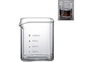 Glass Milk Pitcher Espresso Measuring Cup,Heat Resistant Transparent Coffee Creamer Cups with Scale,Small Glass Milk Cup for 