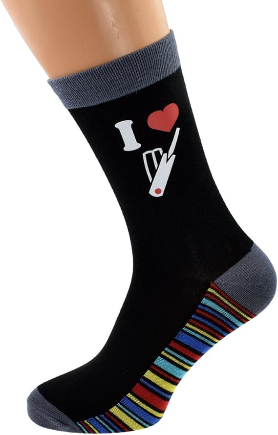 I Love Cricket Image Design Vinyl Print Stripey Sole Socks Adult Size