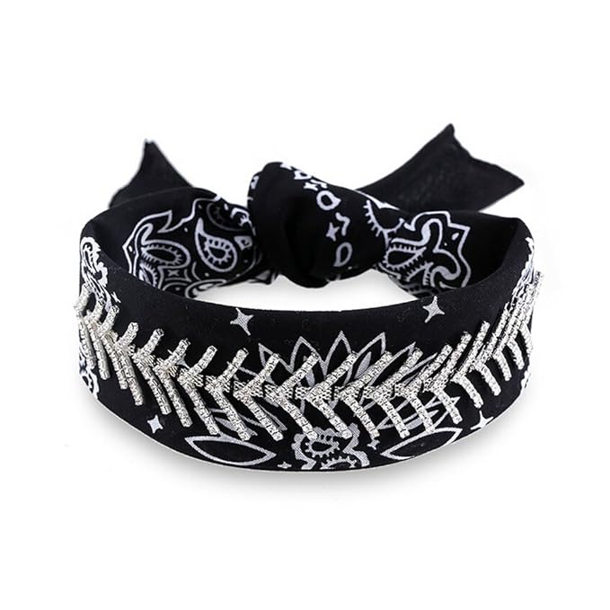 Pixnor Kragen Halstuch Durchlauferhitzer für Hals Frauen Schal Floral Halskette Choker Collier Strasssteine 80 * 6cm Schwarz
