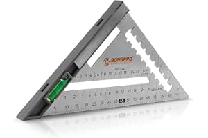 RONGPRO Multifunctional Rafter Square, 7 Inch Triangle Carpenter Square Metal Alloy, Rafter Square Layout Tool - Metal