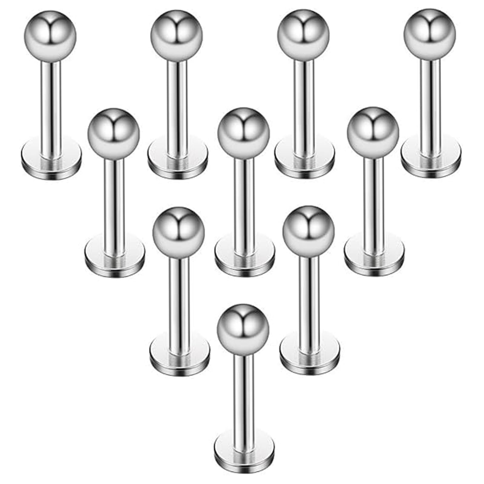 Briana Williams 10pcs Stainless Steel Lip Labret Stud Tragus Helix Cartilage Stud Bar Piercing Jewelry