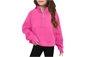 AOREUGL Cute Sweatshirts For Teen Girls Half Zipper Crop Pullover Hoodies With Thumb Hole Trendy Fall Clothes Outfits 5-14T