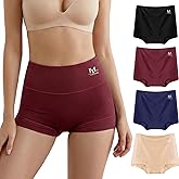 newnice Women's Cotton Boxer Briefs High Waisted Underwear Soft Boyshorts Panties Full Coverage Anti Chafing Smooth Fit