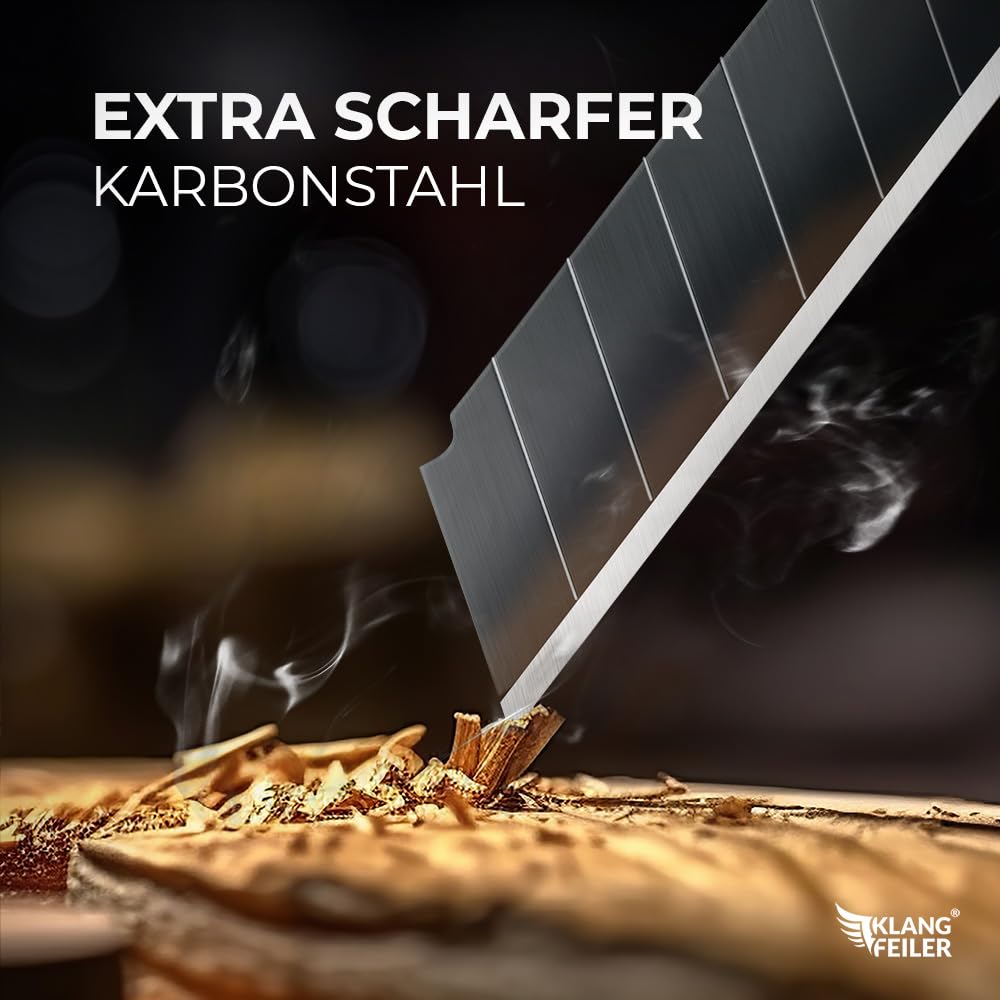 Klangfeiler® 25 Cuttermesser Klingen - BLACK - 18mm Breite - Schwarze Cutterklingen für den Cutter 2