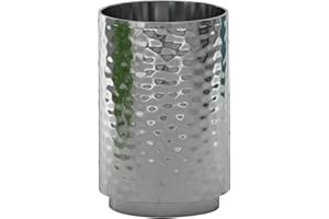 nu steel Majestic Hammered Stainless Steel Tumbler Cup for Bathroom Vanity Countertops for Rinsing, Drinking, Storing Dental Accessories and Organizing Makeup Brushes, Eye Liners - Shiny
