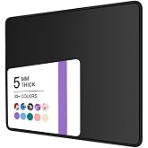 Niniubye Mouse Pad, 30% Thicker Black Computer Pad, Anti-Slip Rubber Mouse Mat with Stitched Edges for Gaming, Office, Laptop, PC, Women &amp; Men, 8 x 10 Inch Thick 5 mm, Modern Design, Square