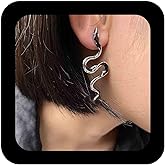 Erimberate Punk Enamel Snake Stud Earrings Black Acrylic Serpent Dangle Earring Gothic Viper Serpent Drop Earring Silver Metal Animal Snake Earrings Jewelry for Women