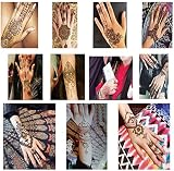 XMASIR 16 Sheets Hand Tattoo Stencil Kit Reusable Temporary Indian Arabian Body view 7