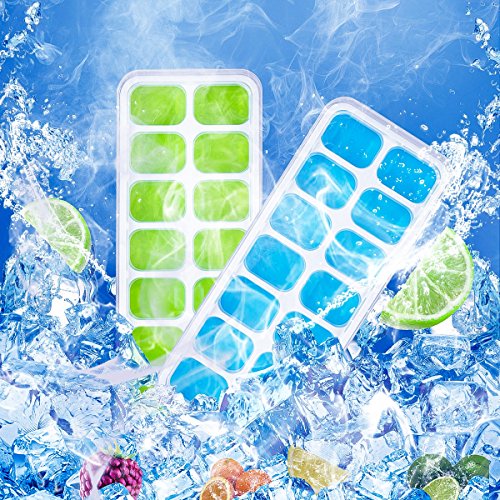 Queta Eiswürfelformen, 4 Stücke Eiswürfelform Mit Deckel Eiswürfelschale 14 Fach Eiswürfel Box Eiswürfelschale LFGB… – Bild 3