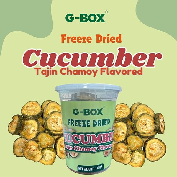 G-BOX FREEZE DRIED CUCUMBERS, FREEZE DRIED VEGGIES, HEALTHY SNACK, VEGGIE CHIPS, EMERGENCY SURVIVAL FOOD (LARGE-1.8 OZ, CHAMOY)