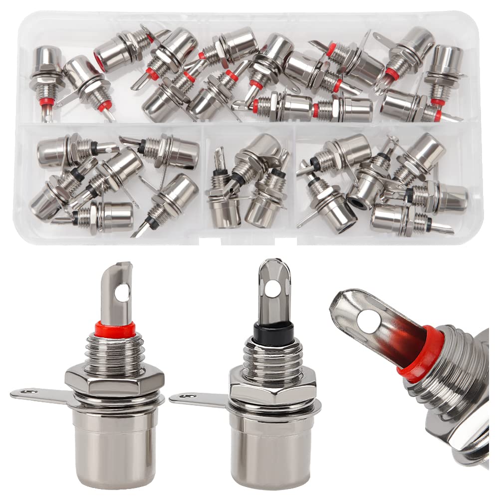 KUOQIY 30 PCS RCA Connector Female Panel Mount, Chassis Panel Mount Socket Solder RCA (15 Black + 15 Red) — image 1