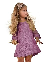 Flower Girl Dress, Lace Dress 3/4 Sleeve Dress