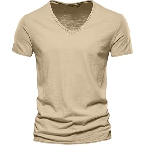 Mens Shirts - Men's Classic Fit Soft Cotton V-Neck Undershirt Plain | Casual Lightweight Summer T-Shirt for Men