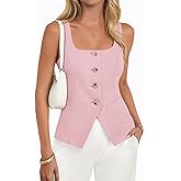 Yousify Womens Suit Vest Button Down Blazer Vest Tops 2026 Summer Sleeveless Tank Top Business Square Neck Waistcoat