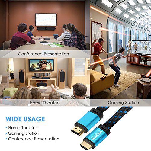 4K HDMI Cable 3.3 FT - (2 PACK) FiveHome HDMI 2.0(4K@60Hz) Ready - 18Gbps - 30 AWG Braided Cord -Supports 4K HDR, 3D, 2160P, 1080P, Ethernet for TV, Monitor, Xbox, PS4/3,Blu-ray Player, HDMI Switcher