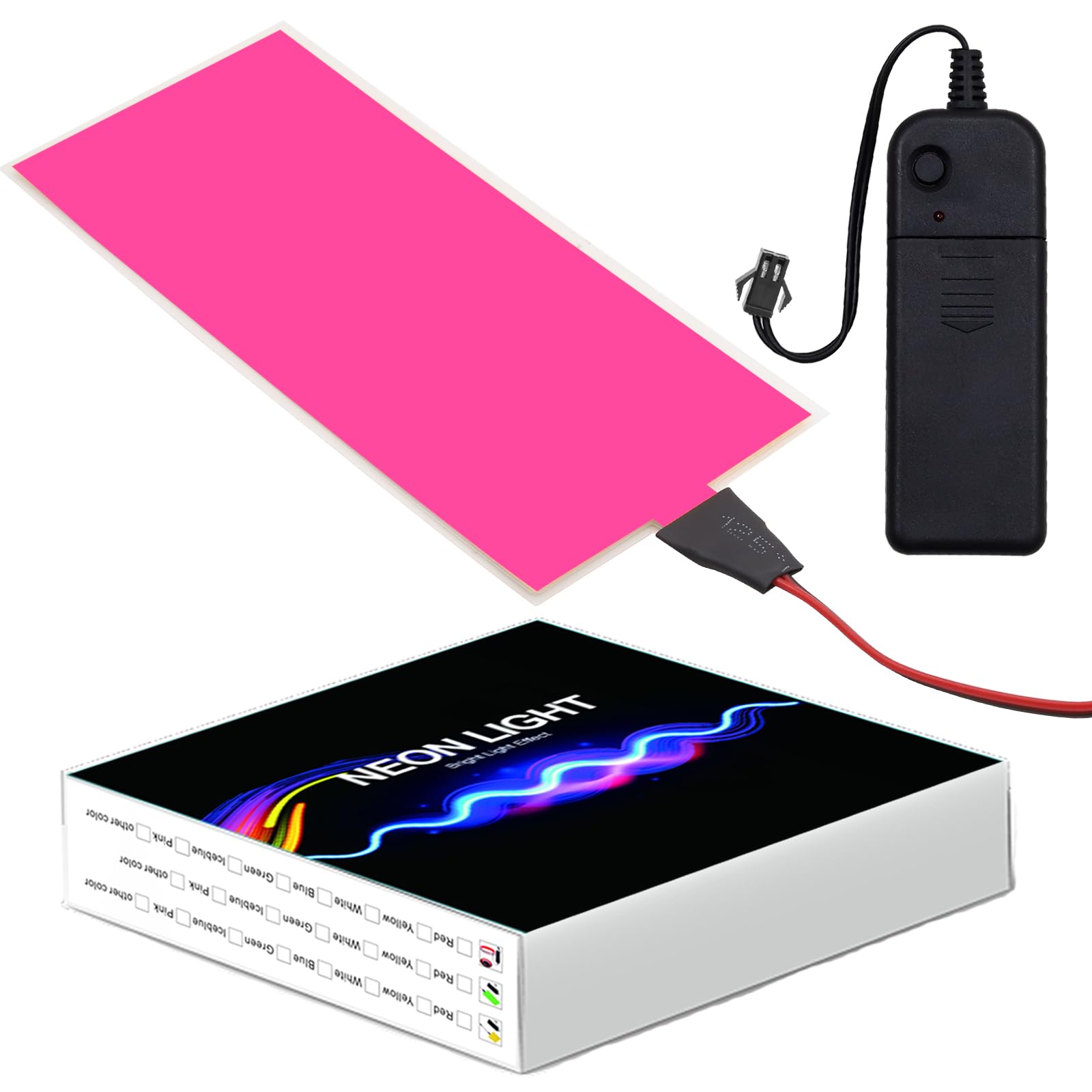 Ygmylandbb EL Panel Electroluminescent Light Sheet Backlight Decorations Light Neon Sheet 12 cm x 5 cm (4.8" x 2.0") ON/Slow Flash/Fast Flash, Pink, 1Pack