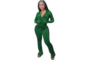 yidengymx Womens 2 Piece Velour Tracksuit Two Piece Outfits for Women Long Sleeve Zip Up Crop Tops Sweatpants Sets Pockets