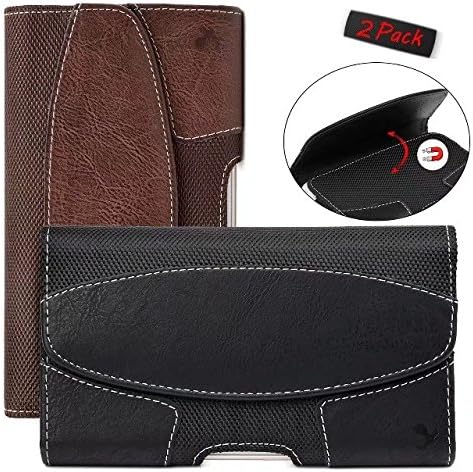 iPhone 8 Plus 7 Plus 6 Plus 6S Plus Horizontal Holster Pouch Case,TENETECH Horizontal Holster Pouch Case [Card Slot] For Apple iPhone Samsung Galaxy Note, Black&amp;Brown(2 Pack)