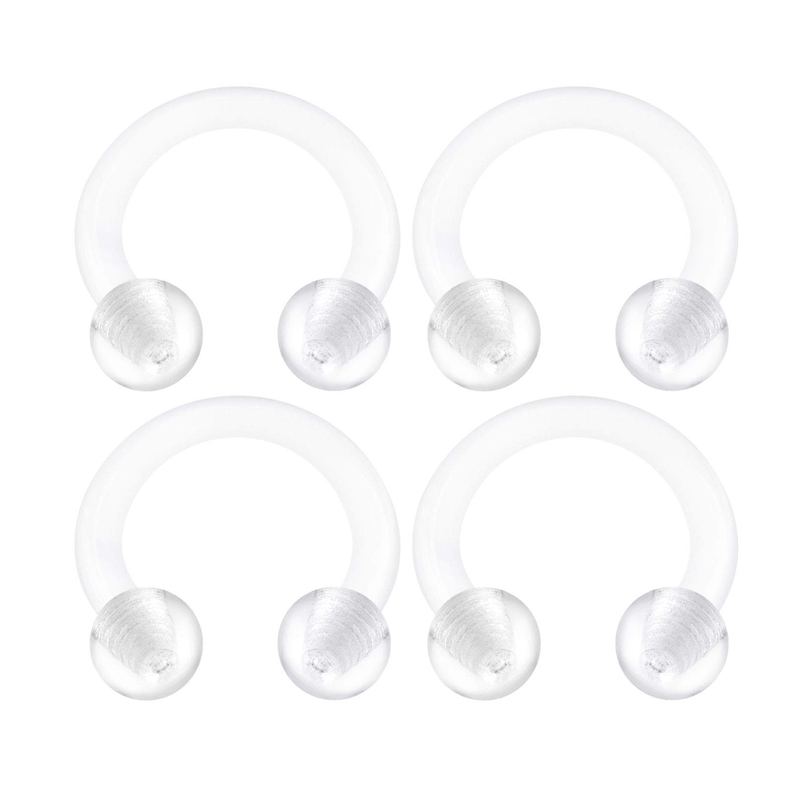 4PCS Flexible Acrylic Clear Horseshoe Retainer 16 Gauge 1/4 6mm Ball Lobe Nose Rim Earrings Cartilage Piercing Jewellery 2484
