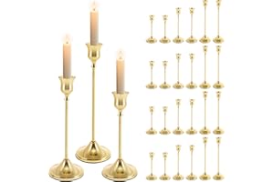 24 Pcs Candlestick Holders, Metal Candle Holders Gold Taper Candle Holder Table Centerpieces Decorative Candlestick for Table