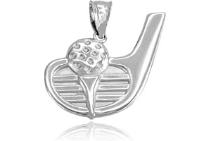 CLADDAGH GOLD 925 Sterling Silver Golf Ball and Putter Sports Charm Pendant