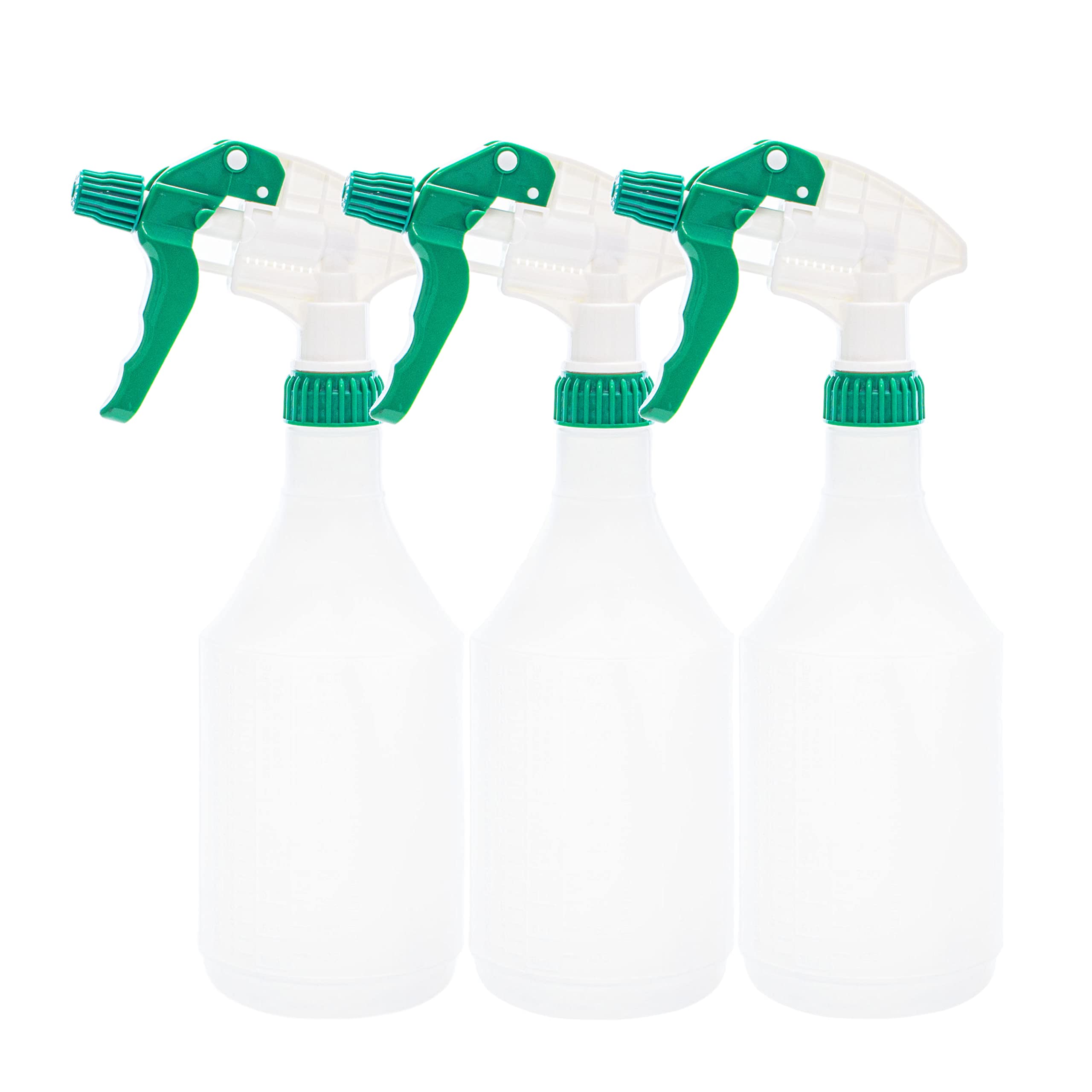 Clay Roberts Water Spray Bottles, Mist and Jet Settings, Pack of 3, Green, 750ml, Measuring Gauge, Green Spray Bottles, Cleaning, Gardening, Sprayer Bottle, Water for Cleaning