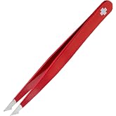 Rubis Evolution Swiss Cross Stainless Steel Tweezers Combined Pointed/Slanted Tips for Precise Eyebrows and Hair Removal, 1K901,Rubis Switzerland Swiss Made World Renowned Precision