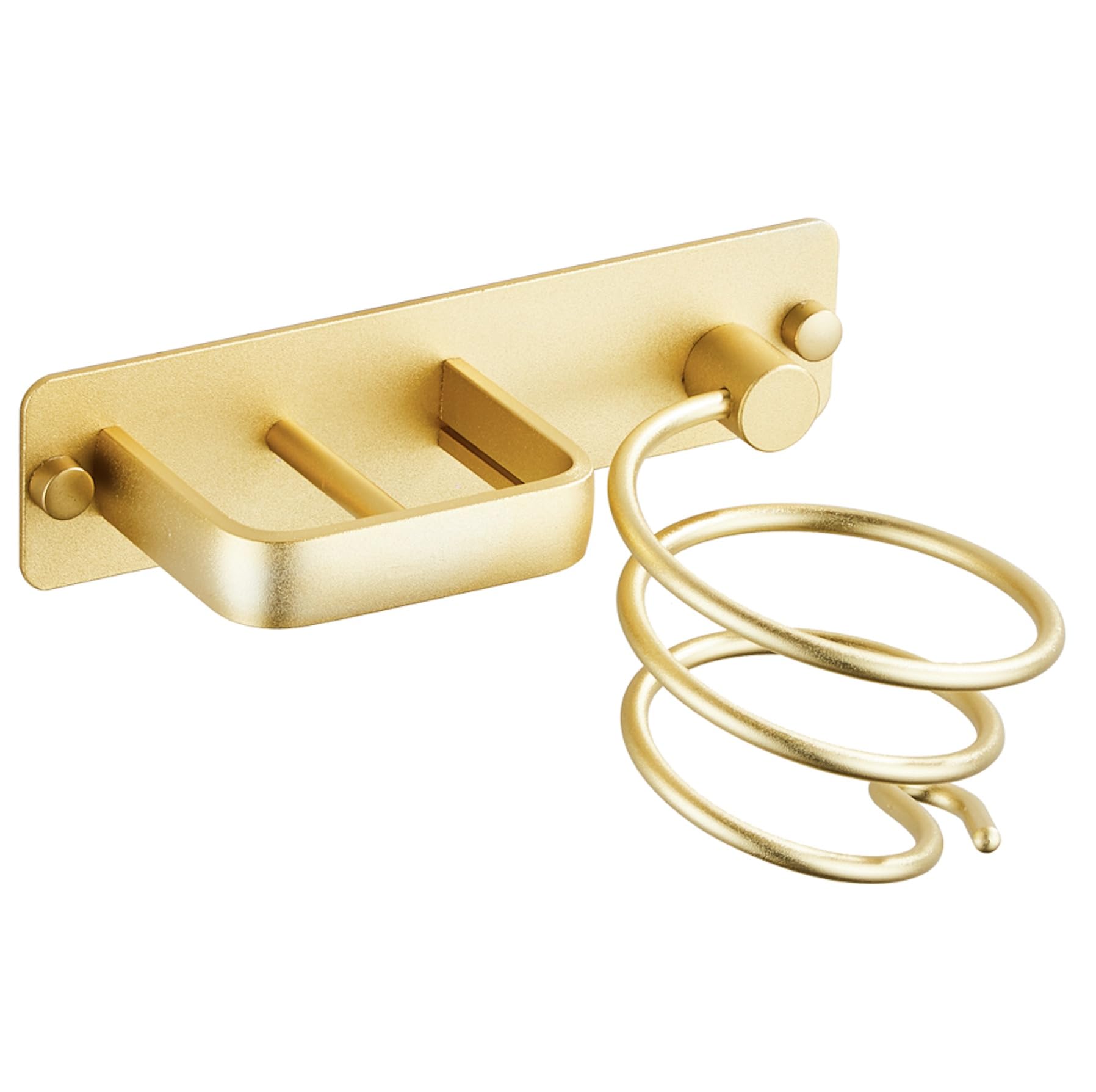 YUET Hair Dryer Holder Hairdryer Straightener Station Wall Mounted Spiral Shelf Bracket Stand Hanger Organizer Blow Storage With Cable Tidy Rack For Dressing Table Bathroom Professional Gold Brass