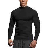 Zengjo Mens Mock Neck Long Sleeve Light Compression Shirts for Workout Running Thermal Athletic Baselayer Top
