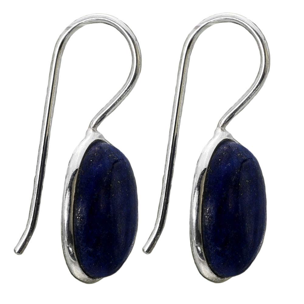 I-be, Lapis Lazuli Gemstone Earrings Oval 925 Silver Length 2.8 cm in Gift Box 392912S