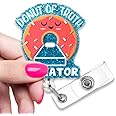 ZBBFSCSB Funny Donut of Truth Operator Blue Glitter Badge Reel, Retractable Nurse ID Office Work Badge, Cute Donut Badge Reel for CT Technicians Radiology Technicians Cat Scan