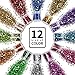 Teenitor 12 Boxes Chunky Glitter, Colorful Mixed Paillette Eye Shadow Body Nail Face Lips Hair Iridescent Flakes Sparkles, Cosmetic Party Festival Slime Supplies Powder Sequins