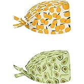 Babrukda 2 Pack Scrub Cap with Sweatband Adjustable Tie Back Turban Hat Headgear Beanie for Women Men Working Cap