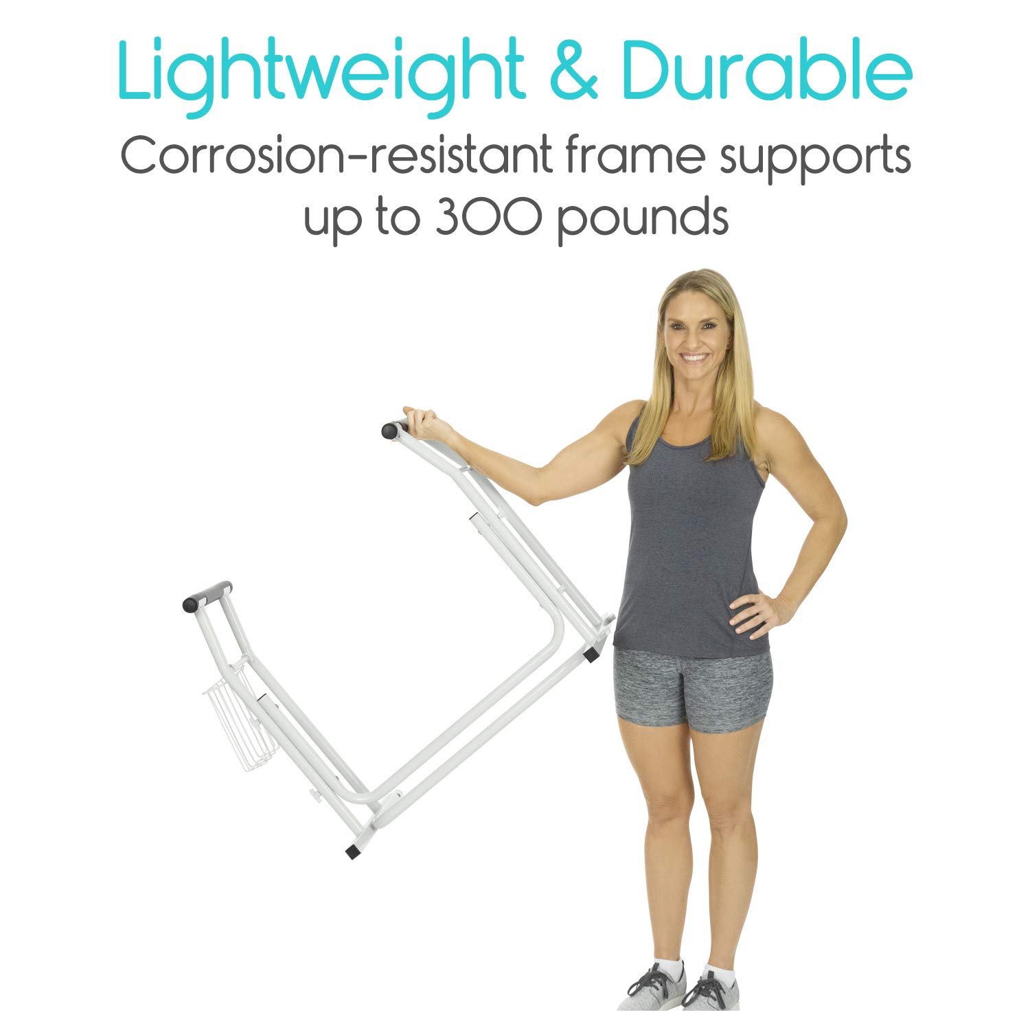 Vive Stand Alone Toilet Rail - Medical Bathroom Safety Assist Frame with Support Grab Bar Handles & Railings for Elderly, Senior, Handicap & Disabled - Freestanding Commode Stability Handrails