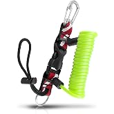 OVOVFANY Scuba Diving Coiled Lanyard with Quick Release Buckle | Heavy-Duty 316 Stainless Steel Retractable Spring Safety Rope with Clip and O-Ring for Underwater Camera &amp; Dive Light